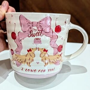 New Dachshund Doxie Dog Bow Cherry I Long for You Valentine's Day Mug Cup